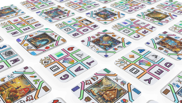 a grid layout of cognacards showcasing symbols illustrations used for brain games and cogntive boosts