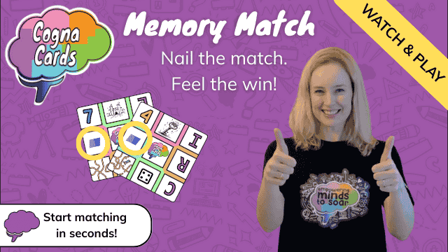 Fun Memory Match game tutorial for kids using CognaCards to build focus and memory skills through play