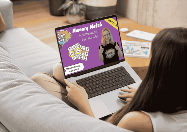 laptop showing CognaCards Youtube channel video laptop showing CognaCards Youtube channel video